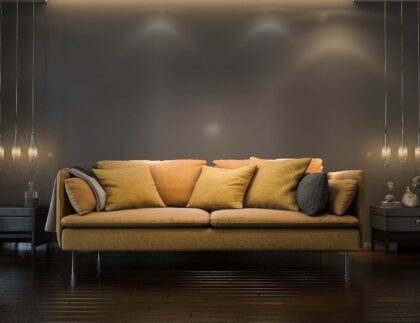 Lampu dan sofa