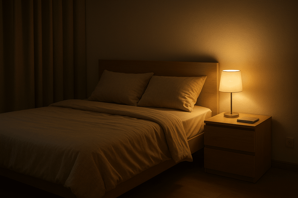 Kamar tidur cozy malam