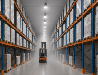 Forklift di ruangan pendingin