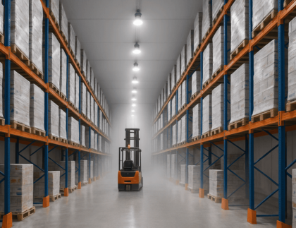 Forklift di ruangan pendingin
