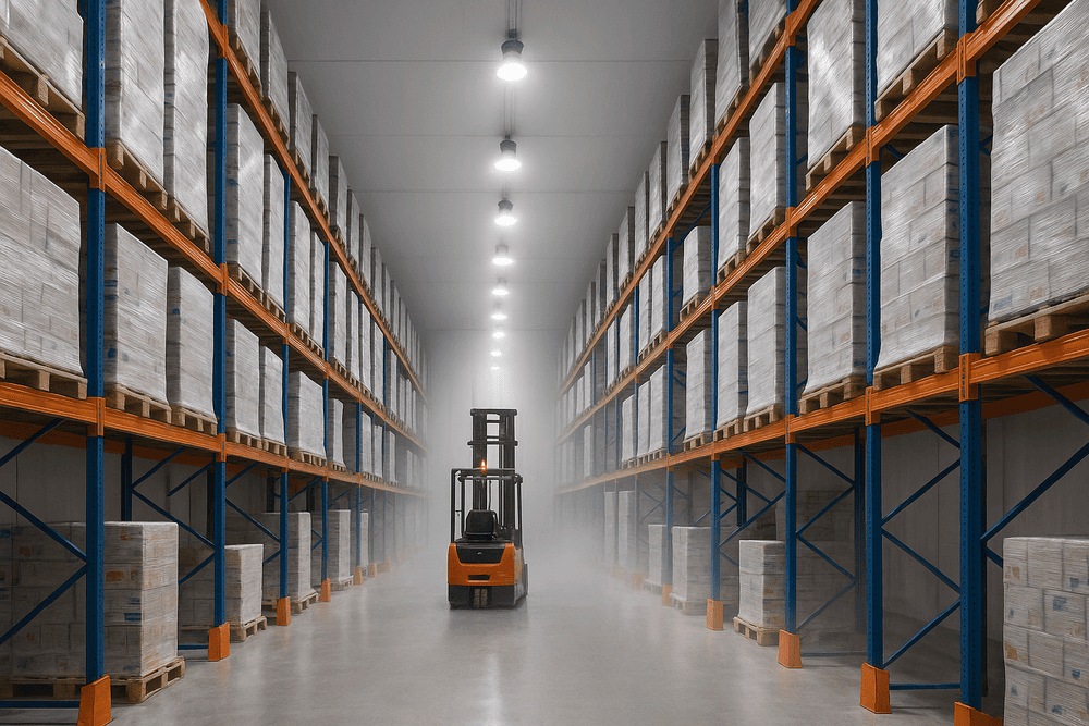 Forklift di ruangan pendingin