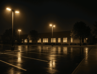 Penerangan area parkir malam hari
