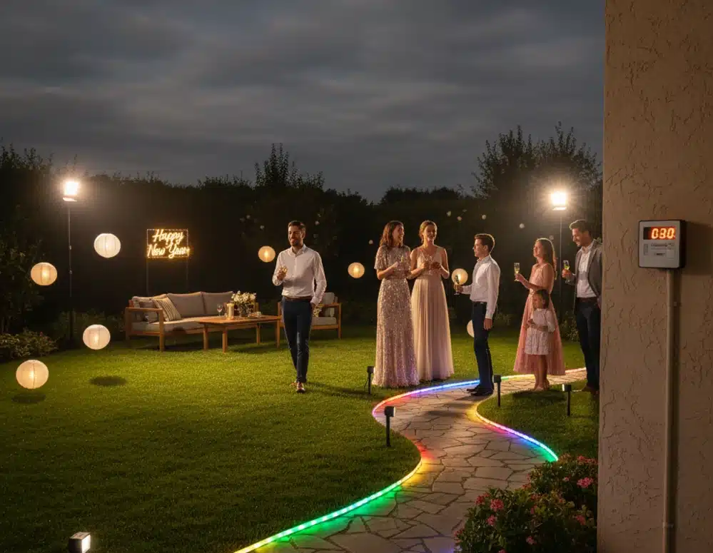 Hiasan lampu cantik area outdoor