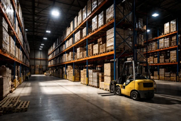 Cara Audit Blind Spot Pencahayaan di Gudang dan Tempat Parkir 3 Gudang industrial kontras tinggi