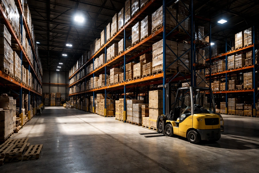 Cara Audit Blind Spot Pencahayaan di Gudang dan Tempat Parkir 1 Gudang industrial kontras tinggi