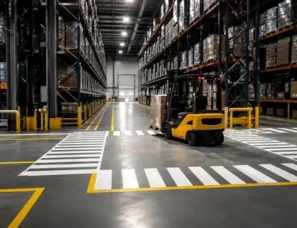 Gudang Sudah Terang Tapi Forklift Masih Sering Nabrak Rak? Bisa Jadi Ada Blind Spot Tersembunyi 2 Forklift di gudang