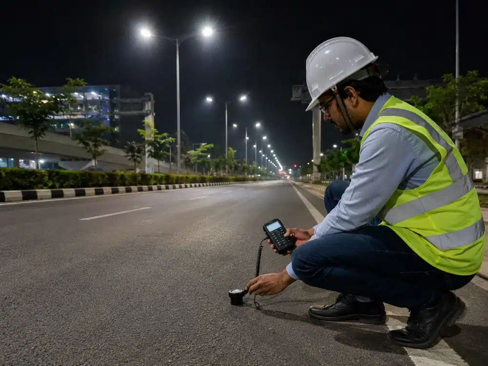 Jangan Asal Pasang Lampu Jalan! Ini Standar APJ dan SNI Pencahayaan Jalan Umum di Indonesia 2 Pengukuran pencahayaan untuk jalan