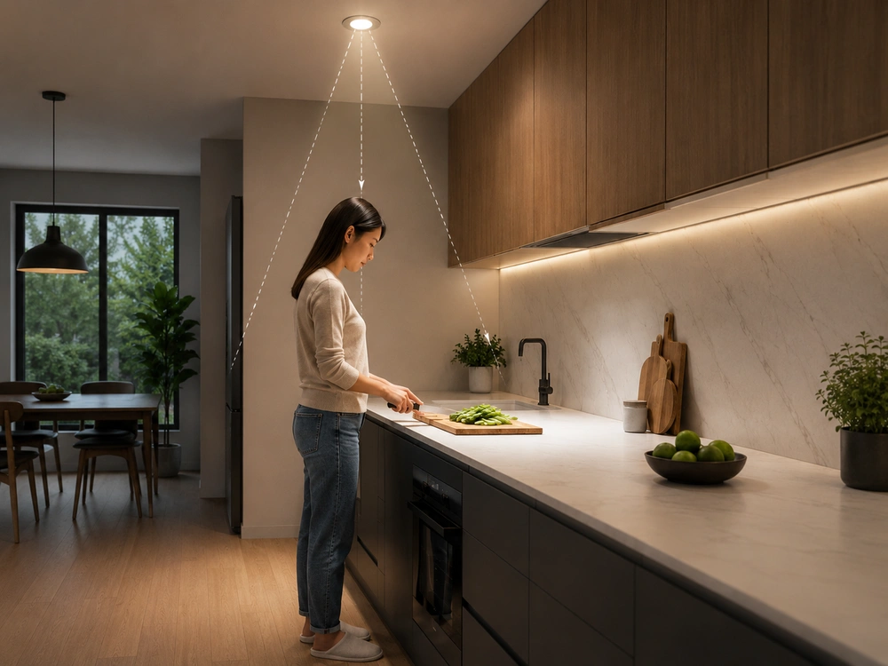 Penempatan Lampu Dapur yang Tepat agar Area Memasak Tidak Gelap dan Berbayang 2 Lampu di tengah dapur