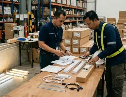 Pengecekan lampu sebelum dipasang